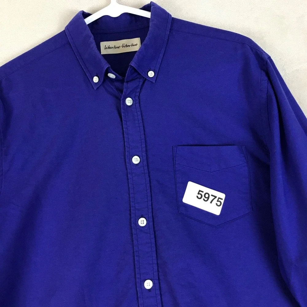 Libertine-Libertine‎ Shirt Mens Size M Blue Button Up Hunter 1004 Panama Preppy